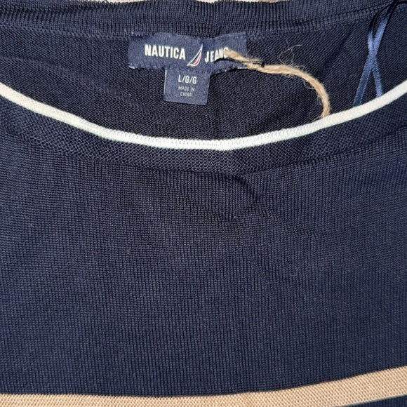 NAUTICA Navy and Beige Striped Sweater - Picture 2 of 5